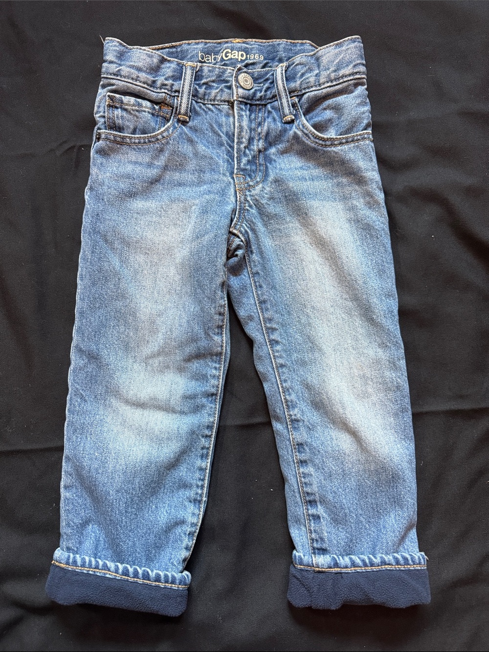 Baby Gap Fleece Lined Denim Blue Jeans Size 4